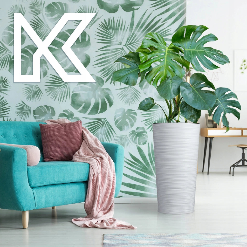 Vaso da fiori KADAX, bianco, alto, con inserto, 36 cm