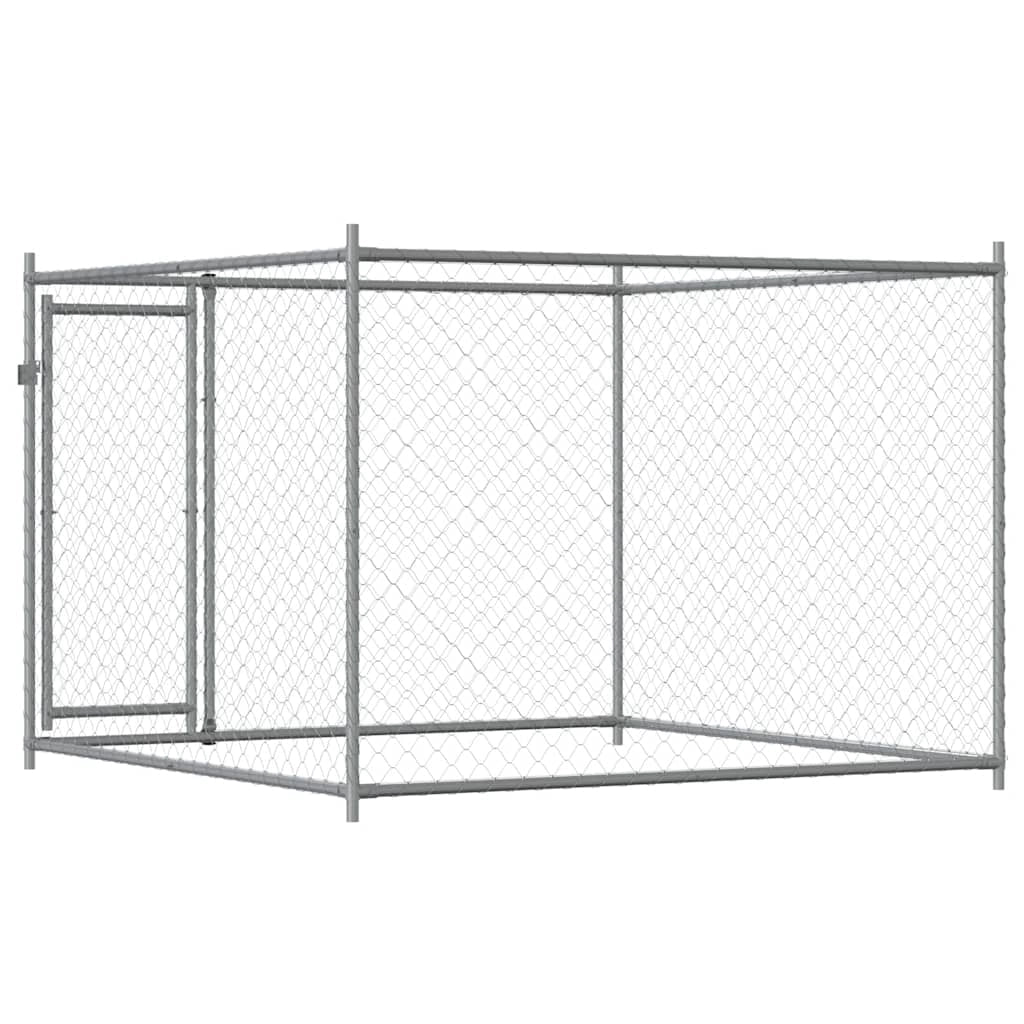 Trasportino per cani con porta 2 x 2 x 1,5 m acciaio zincato grigio 02_0041618