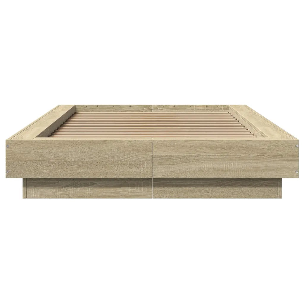 Giroletto Luci LED-Struttura Letto con LED Rovere Sonoma 100x200cm in Legno Multistrato 968764