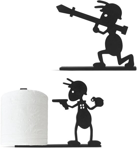 Dispensatore di asciugamani per la doccia - Supporto per carta igienica - Stile formiche - Decorazione per la stanza da bagno divertente - Design unico - Nero