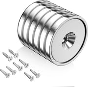 6 pezzi di magneti neodym con forza di attrazione extra elevata 25 kg, 32 x 5 mm, magneti a testa rotonda multifunzionali con viti per uso in cucine, bagni, frigoriferi, uffici, magazzini, garage