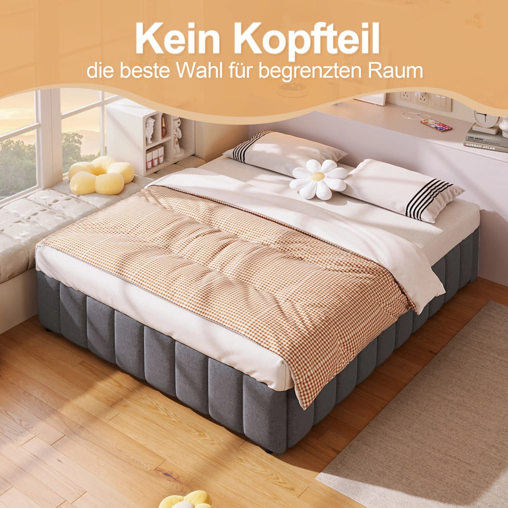 letto imbottito lino grigio 140 x 200 cm