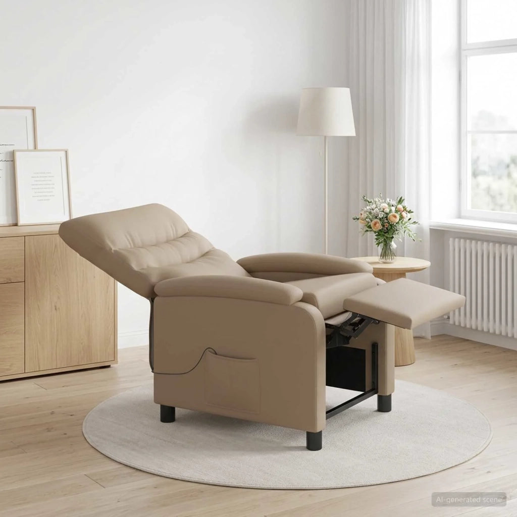 Divano Sedia-Poltrona Massaggiante Cappuccino Similpelle 682078