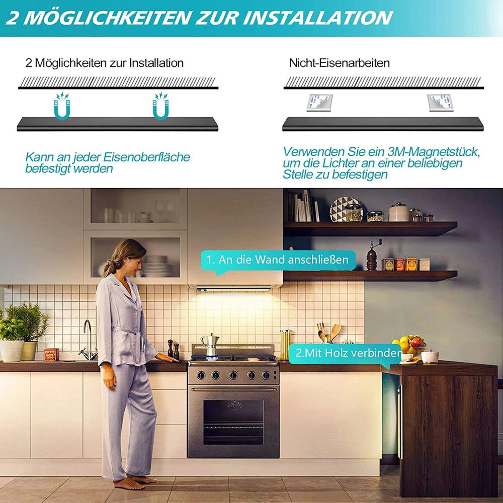 Trade Shop - Luce Di Sicurezza Led Batteria Ricaricabile Sensore Movimento Magnetica Q-led80 -