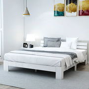 OKWISH Letto Singolo 140×200 cm, con Testiera e Spazio Contenitore, senza Materasso, in Legno Massello, Bianco