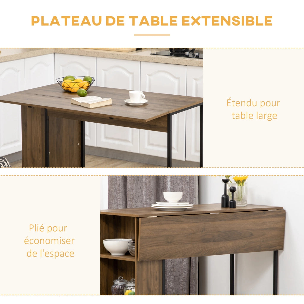Tavolo da bar con ripiano laterale pieghevole e 3 ripiani ¨C Zephmum ¨C 120x76x91 cm marrone