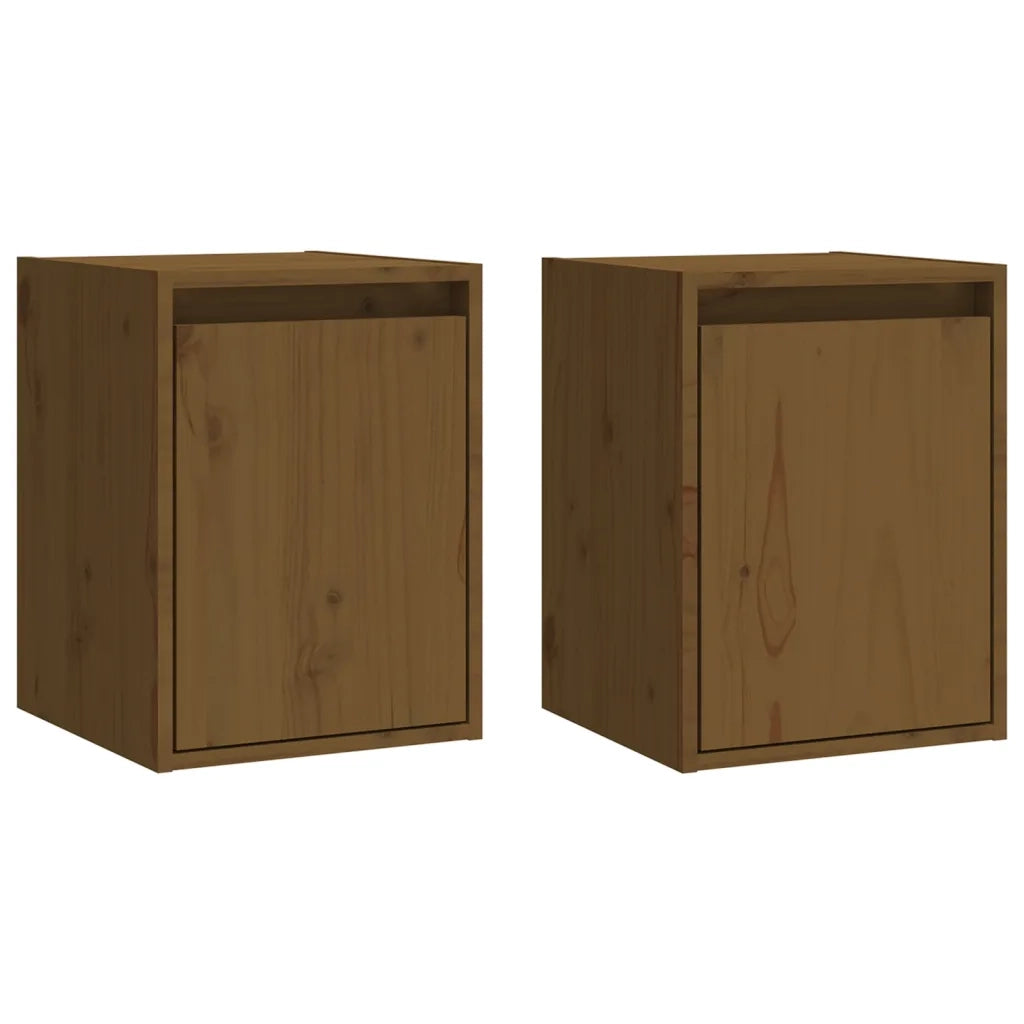 Pensili 2 pz Marrone ambra 30x30x40cm in Legno Massello di Pino 813482