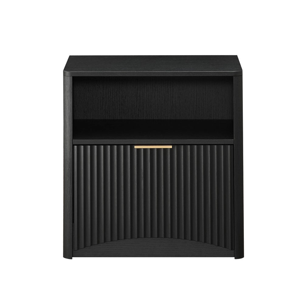Comodino con Cassetto Aperto e Maniglie Dorate ¨C MINIMAL ¨C Nero