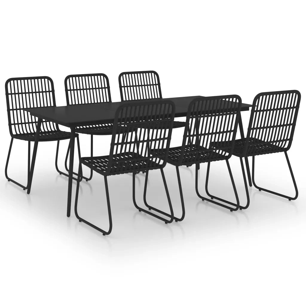 Set da Pranzo da Giardino 7 pz in Polyrattan e Vetro 3060247