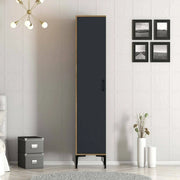 Giusta, Armadio Multiuso 1 Anta 4 Ripiani, 40x48h201\.5h cm Nero Antracite