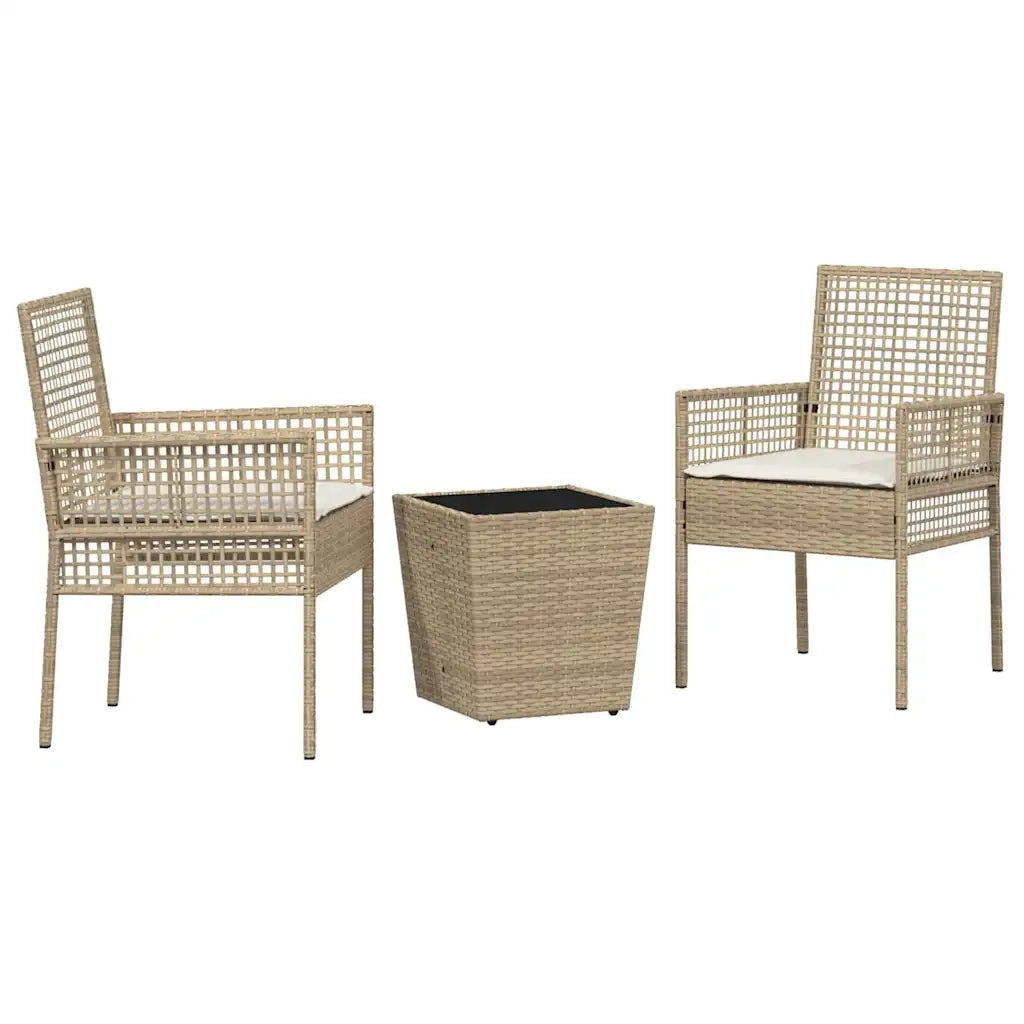 Set Bistro da Giardino 3 pz | Set Salotto da Giardino Beige polyrattan
