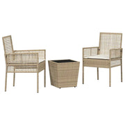 Set Bistro da Giardino 3 pz | Set Salotto da Giardino Beige polyrattan
