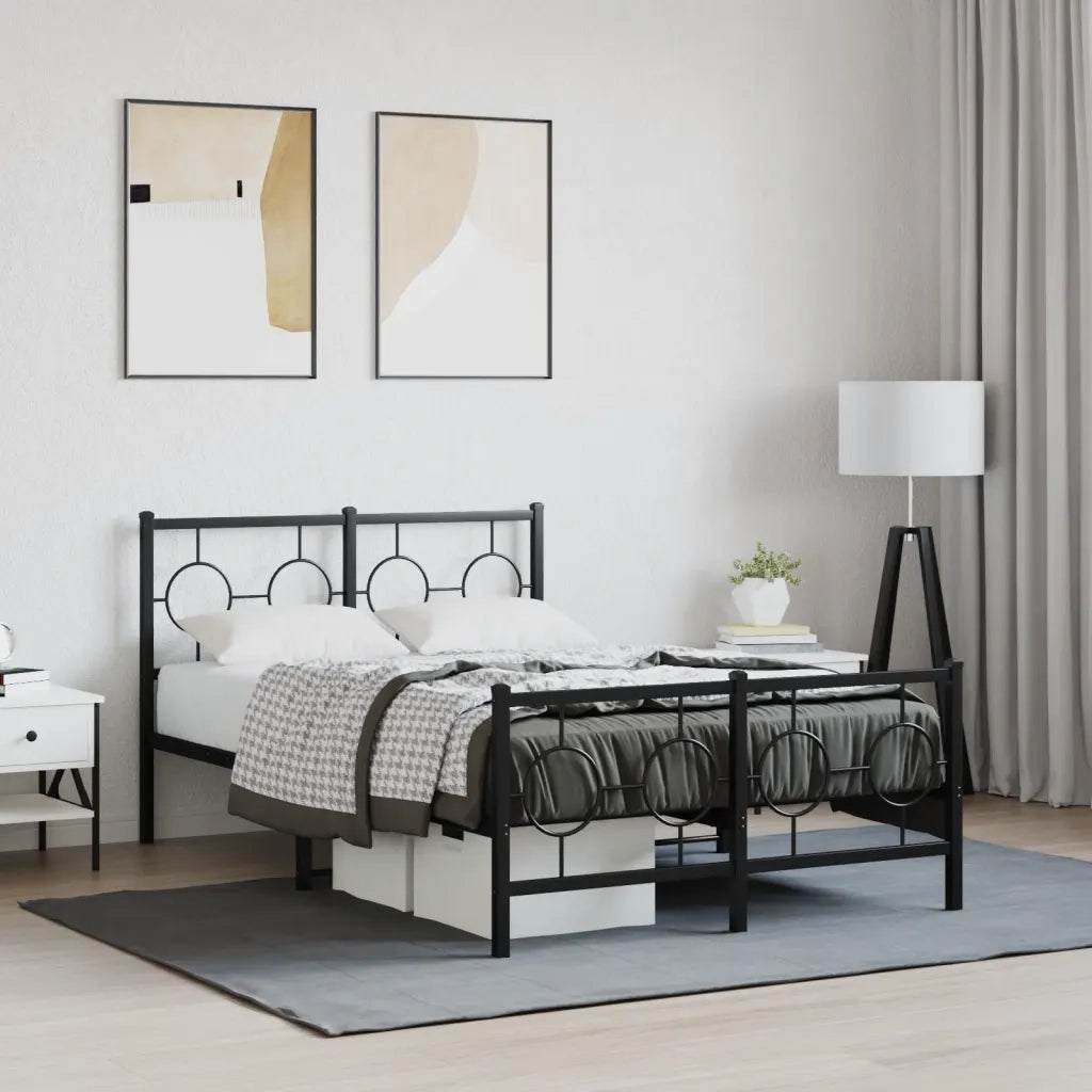 Giroletto con Testiera e Pediera-Struttura Letto Metallo Nero 120x190 cm 337226