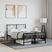 Giroletto con Testiera e Pediera-Struttura Letto Metallo Nero 120x190 cm 337226