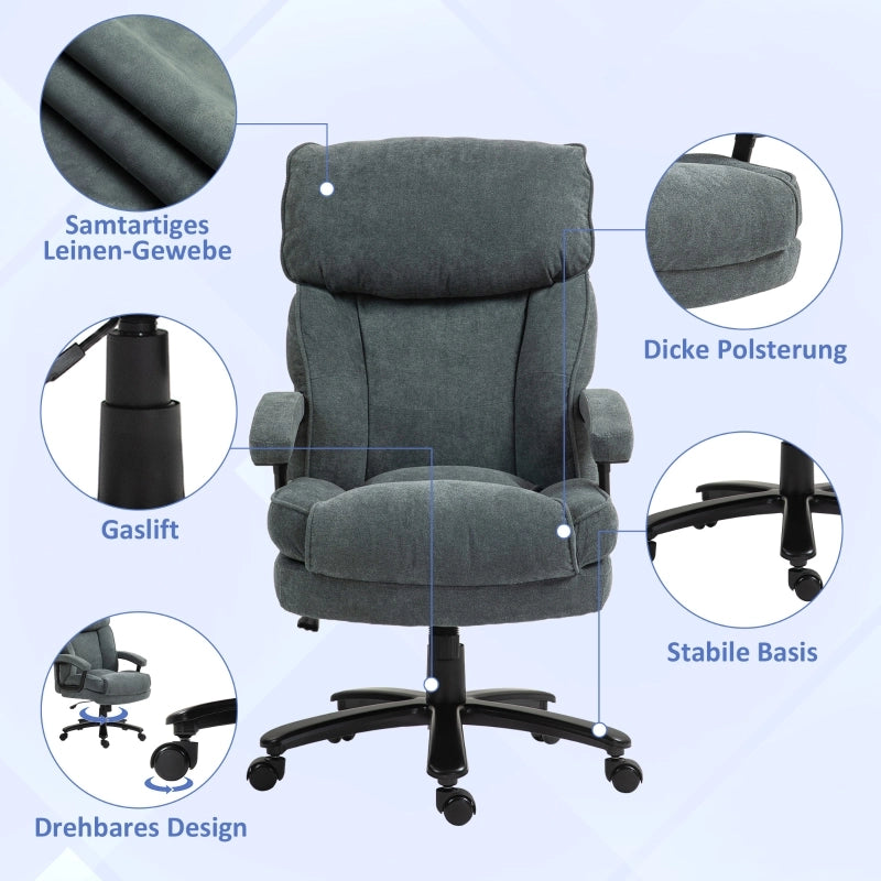 Sedia da ufficio ergonomica con funzione dondolo e altezza regolabile, supporto fino a 200 kg in poliestere grigio