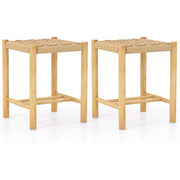 Set di 2 sgabelli da bar 36 x 36 x 45 cm elegante seduta intrecciata stile rustico ideale per la sala da pranzo in legno di caucciù naturale 20_0019435