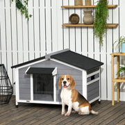 Casetta da giardino per cani con tetto apribile resistente alle intemperie in legno massello nero 109 × 79 × 72 cm