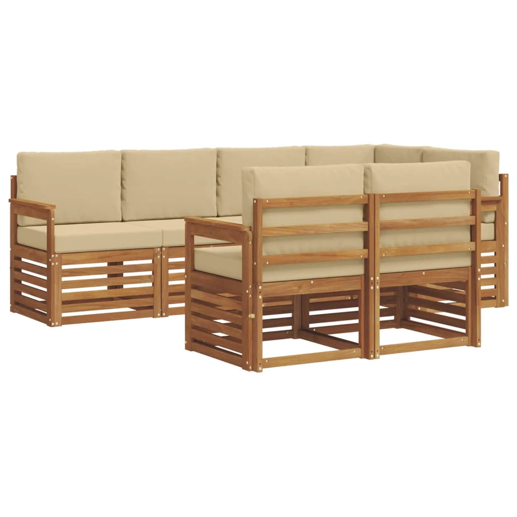 Set divano sezionale con cuscino 7 pcs Naturale e Beige 3374958