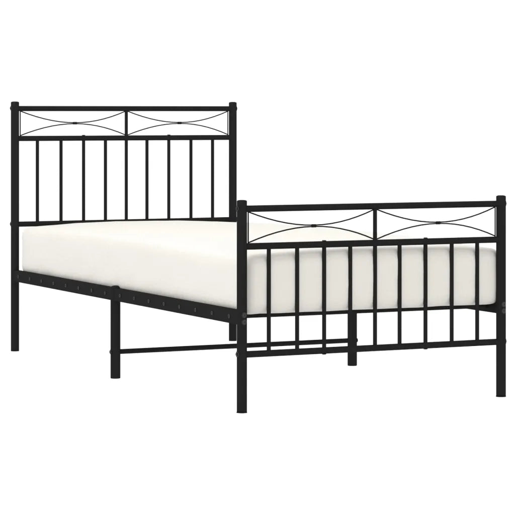 Giroletto con Testiera e Pediera-Struttura Letto Metallo Nero 90x200 cm 164316