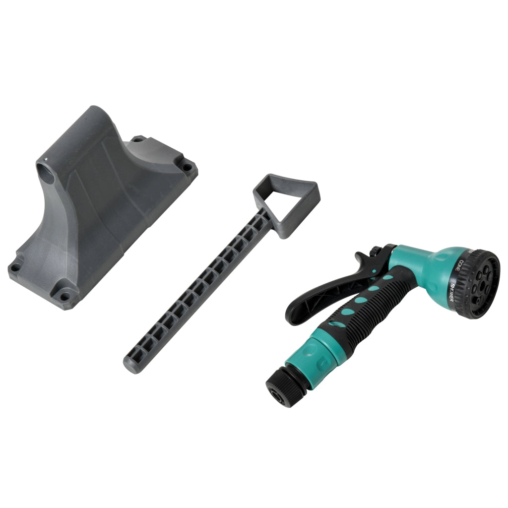 Avvolgitubo automatico da giardino 15+1,4m ¨C Xylo ¨C pivotante 180¡ã con lancia e supporto a muro turchese grigio