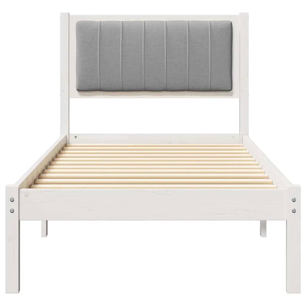 Letto con Testiera Rivestita Grigio chiaro 75 x 190 cm