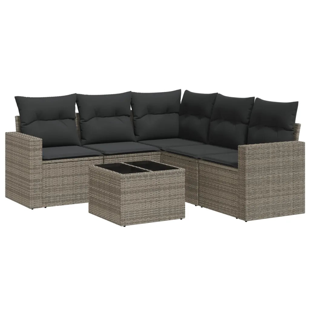 Set Divano da Giardino 6 pz con Cuscini Grigio in Polyrattan 3218950