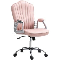 Sedia da Scrivania Girevole con Altezza Regolabile Braccioli Schienale Curvo Funzione di Basculante Rosa