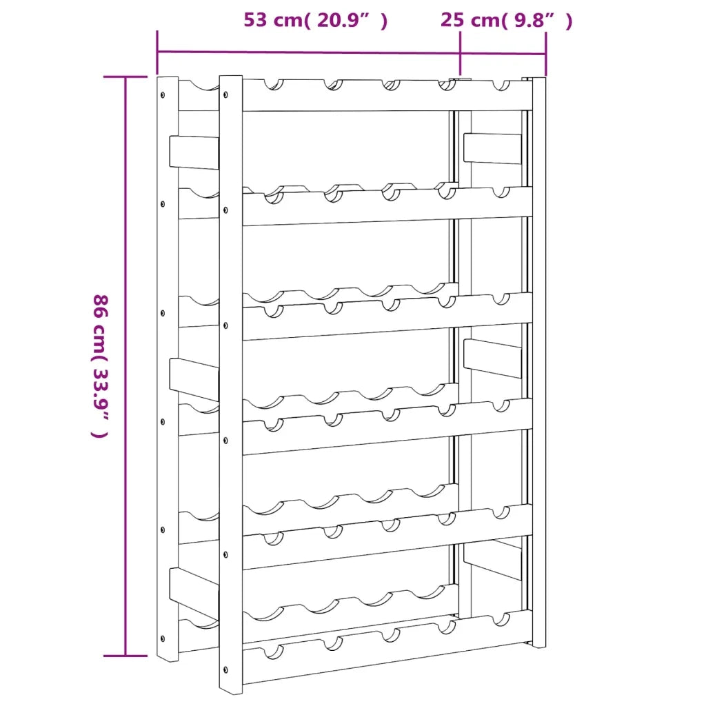Portabottiglie per 30 Bottiglie Nero Legno Massello di Pino 373402