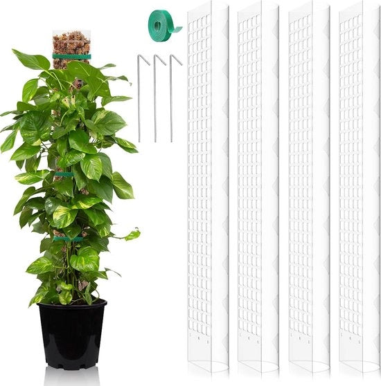 Aiuto alla respirazione per Monstera - 4 pezzi 61 cm steli in plastica per piante da interni bianche.