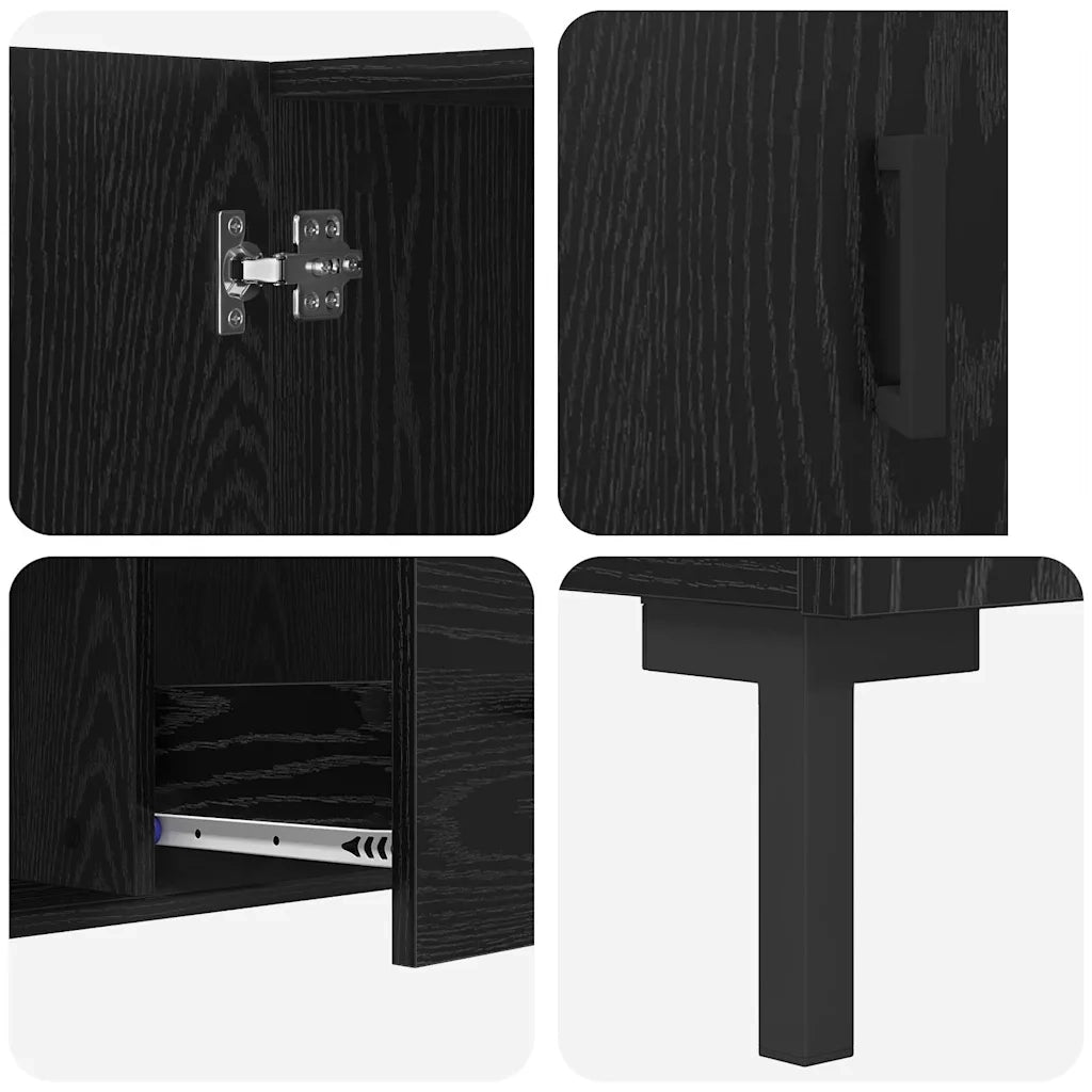 Credenza-Buffet-Armadio da cucina Rovere Nero 100 x 36 x 60 cm Legno multistrato 470305