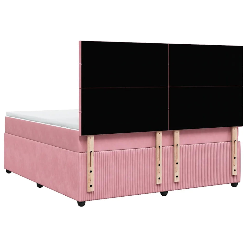 Giroletto a Molle con Materasso Rosa 180x200 cm in Velluto 3292411
