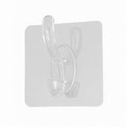 Trade Shop - Set 2pz Ganci Adesivi Appendino Doppio A Muro Bagno Cucina Casa Trasparente 87755 -
