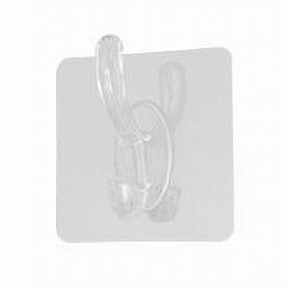 Trade Shop - Set 2pz Ganci Adesivi Appendino Doppio A Muro Bagno Cucina Casa Trasparente 87755 -