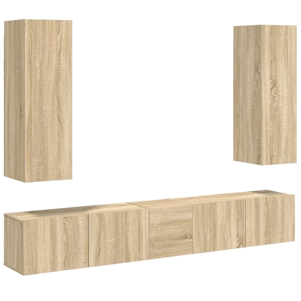 Set di Mobili Porta TV 5 pz Rovere Sonoma in Legno Multistrato 3078970