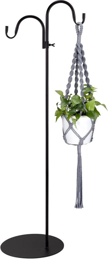 Tavolo per piante interno o esterno - Supporto per piante o decorazione in posizione verticale - Giunzione di acciaio con 2 ganci - Altezza regolabile