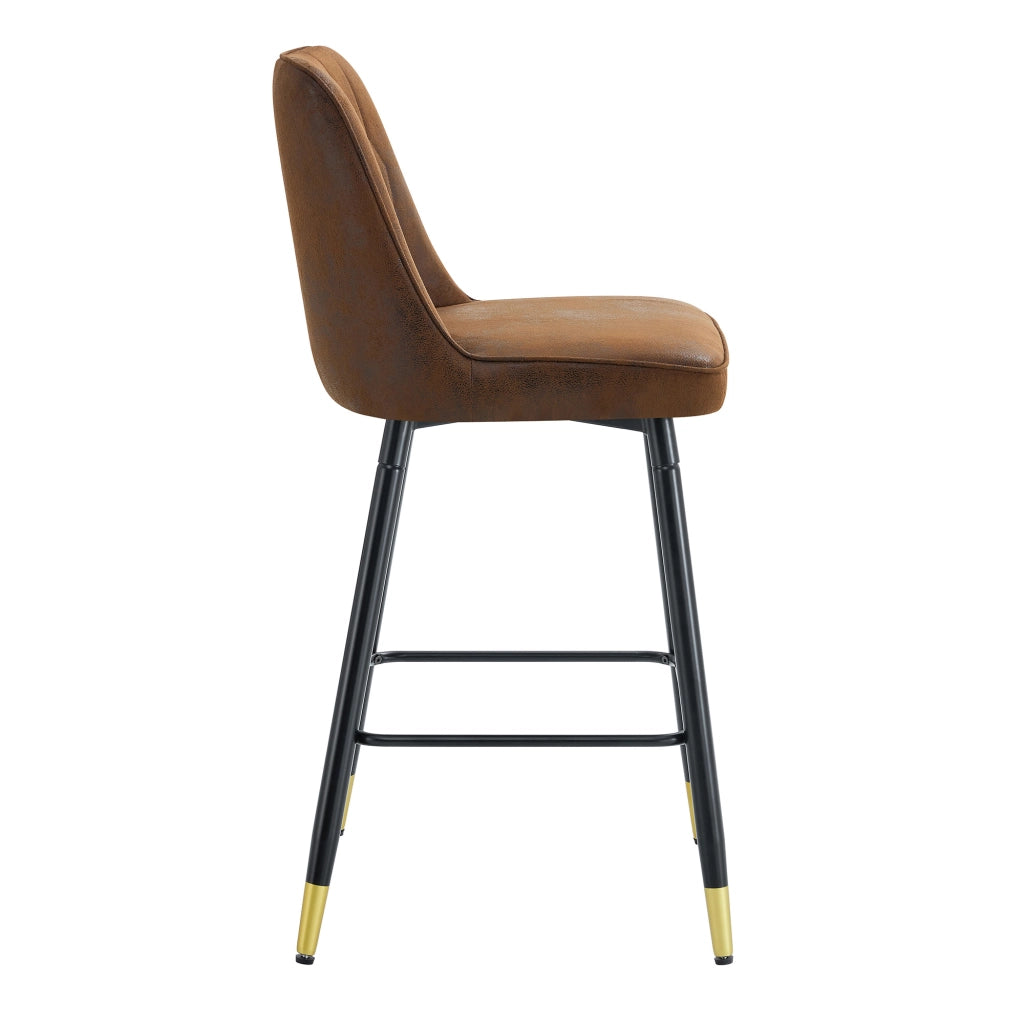 Set 2 Sgabelli da Bar ¨C MINIMAL ¨C Tessuto Marrone, Struttura in Metallo Nero, 100 cm
