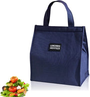 Borsa Insolata Portatile per Picnic, Borsa per Bento, Borsa per Picnic, Borsa per Cibo con Folia di Alluminio Rettangolare, per Picnic e Pranzo (Blu Marino)
