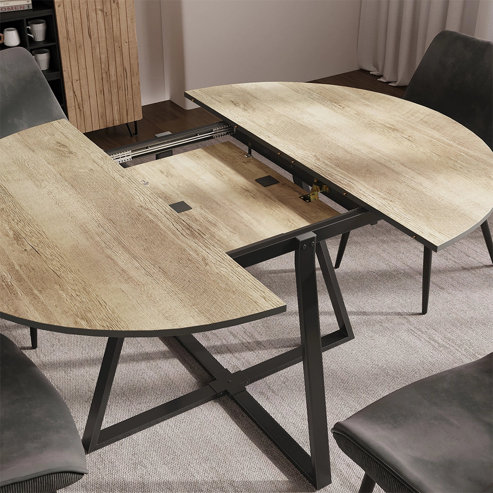 Vicco tavolo da pranzo allungabile Rovere rustico/nero 120 x 120 cm estensibile