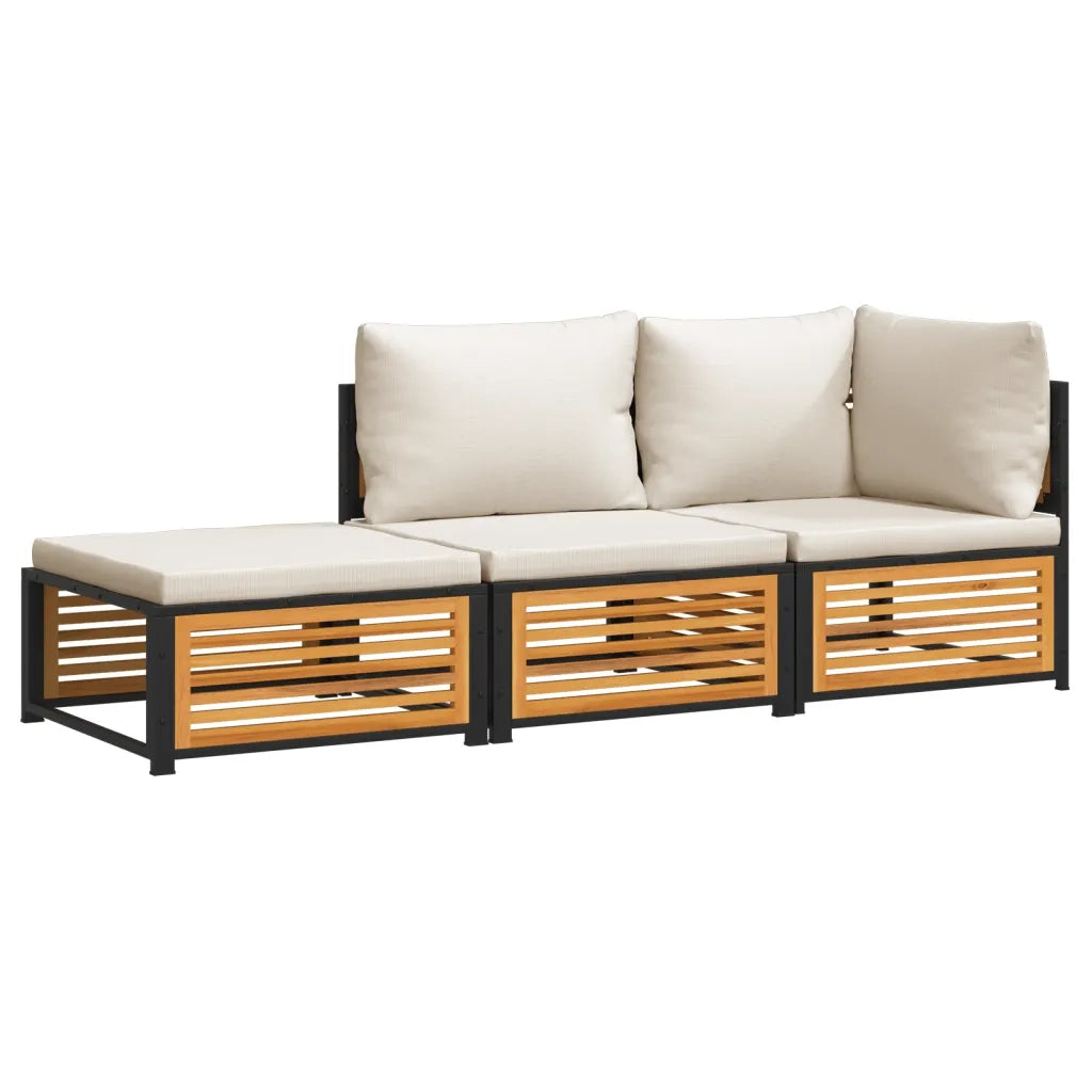 Set Divano da Giardino 3pz con Cuscini Legno Massello di Acacia 3214932
