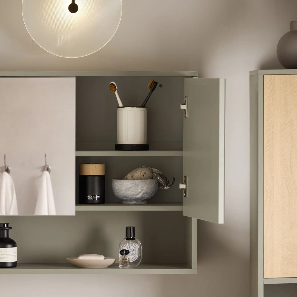 Pensile Da Bagno Mobile Bagno Con Specchio E Due Ante Grigio 60x19.5x49.5cm BZR134-NG