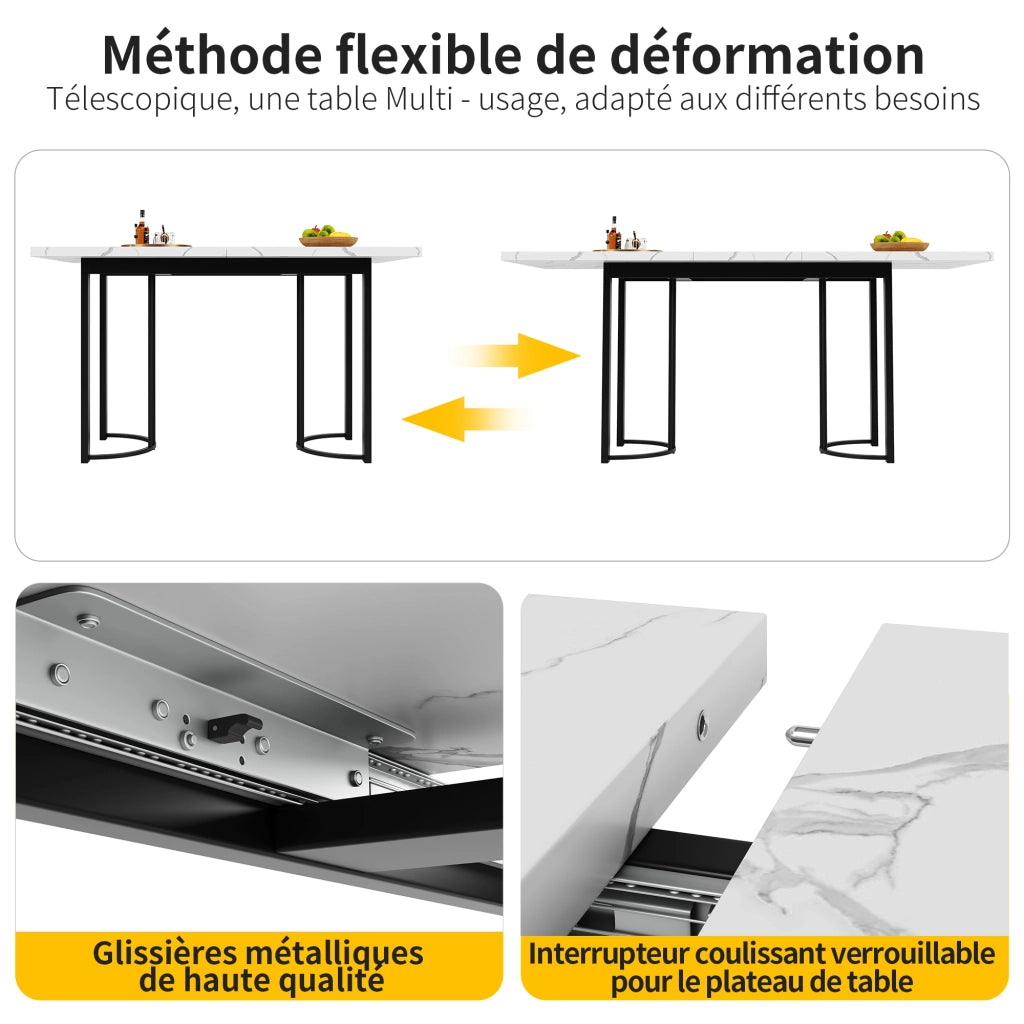 Tavolo da pranzo allungabile con 4 sedie, in MDF metallo e velluto, per cucina e sala da pranzo, 140 × 80 cm