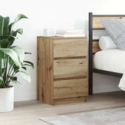 Comodini con 3 Cassetti 2 pz-Set di 2 Tavolino da notte Rovere Artigianale 39x35x65 cm