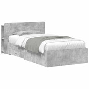 Letto singolo | Letto per adulti | Telaio del letto con storage Grigio Cemento 80 x 200 cm