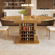 Tavolo allungabile con vano contenitore e ripiani removibili in MDF e metallo marrone scuro 118 × 118 × 76 cm