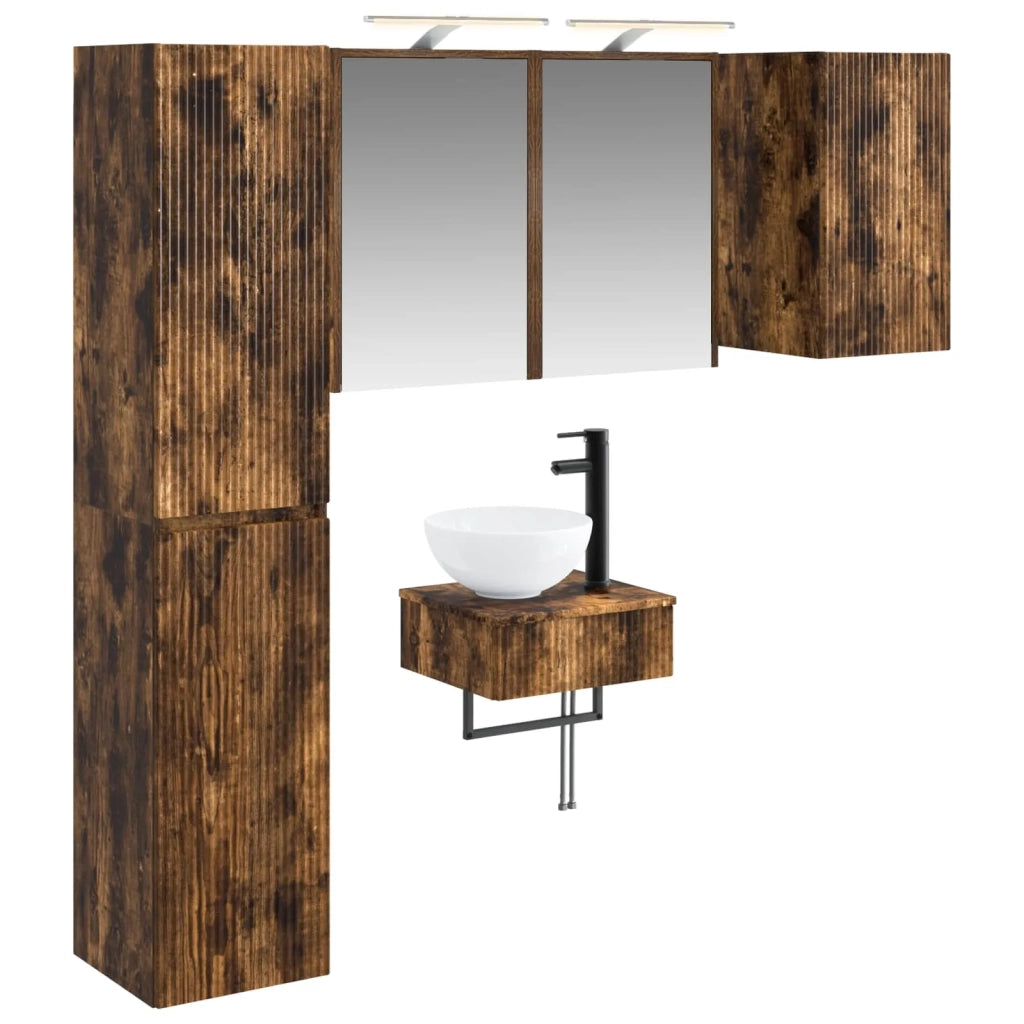 Set di mobili per il bagno 5 pcs Rovere Fumo 3407251