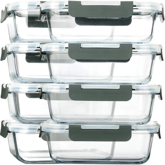 Contenitori di preparazione per pasti in vetro - BPA libero - Set da 8 - vetro borosilicato - 30 oz