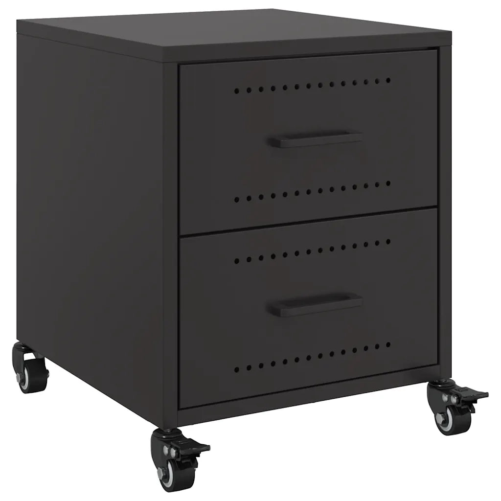 Set di 2 Comodini | Armadio da Notte | Mobiletto da notte Neri 36x39x43,5 cm in Acciaio