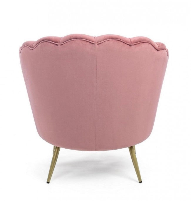Poltrona Giliola in Tessuto effetto Velluto Rosa