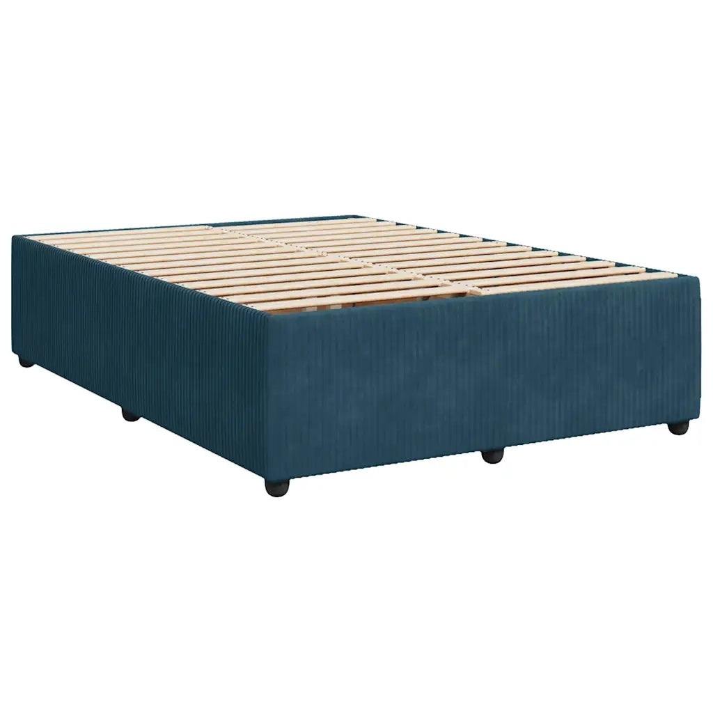 Giroletto a Molle con Materasso Blu Scuro 140x200 cm in Velluto