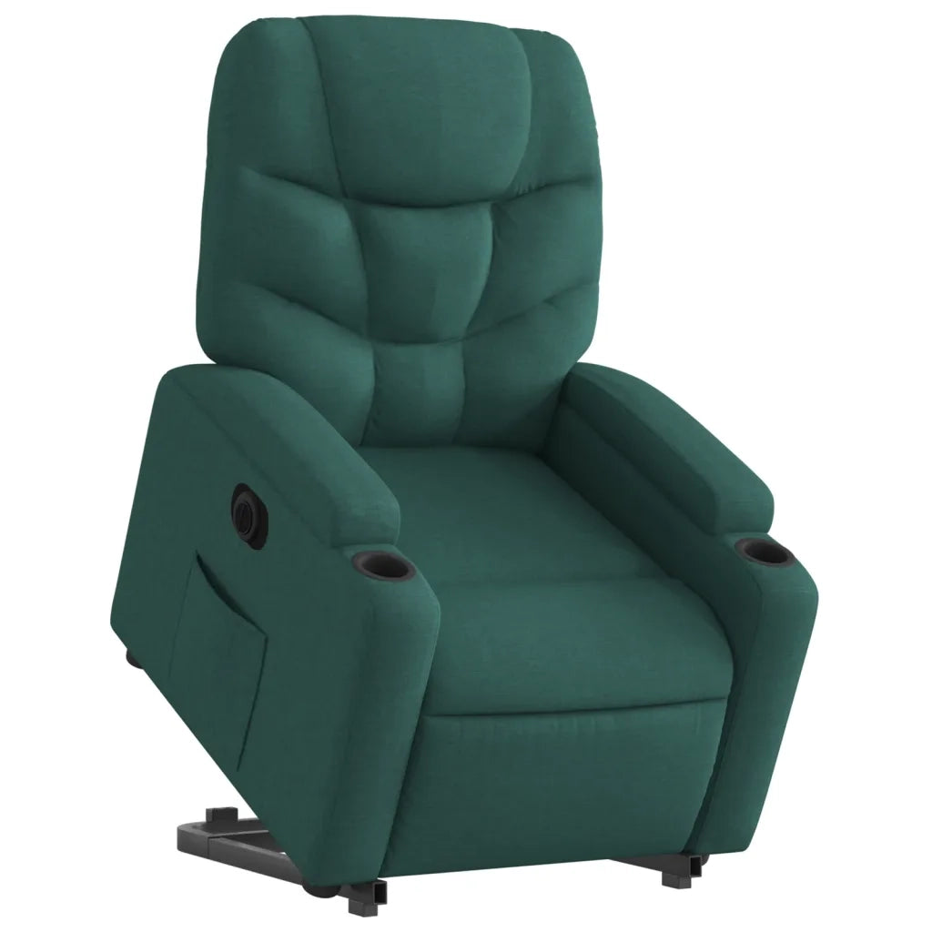 Poltrona Alzapersona Reclinabile Elettrica Verde Scuro Tessuto 3204626